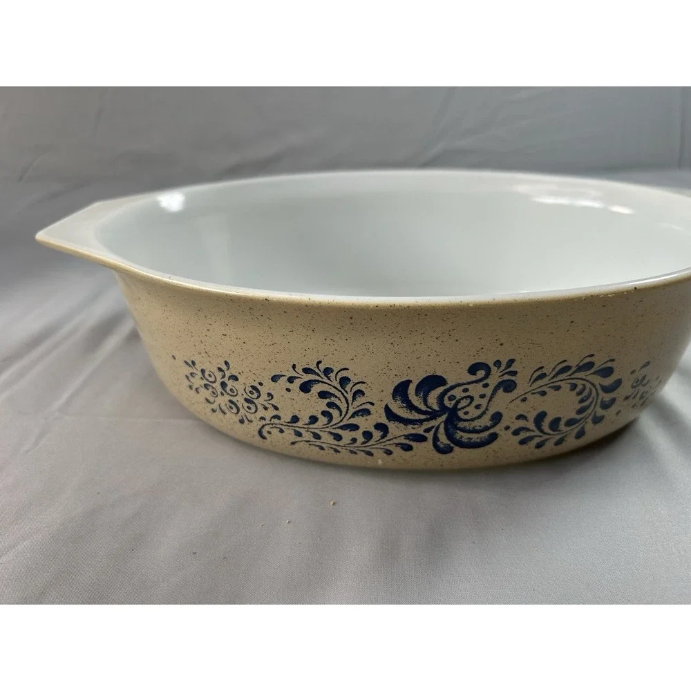 vintage pyrex homestead blue oval casserole dish 2.5 qt no‎ lid